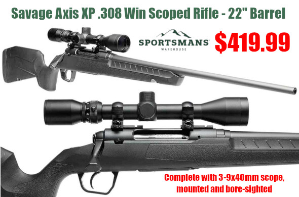 savage axis xp rifle sale sportsmans 3-9x40mm scope