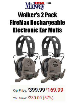 walker's firemax walkie talkie earmuffs pair sale