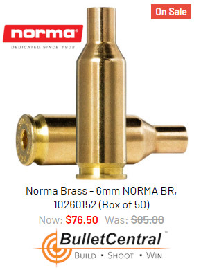 norma 6mmbr 6br cartridge brass sale