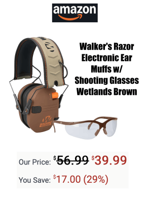 Walker's Razor Electronic Ear Muffs with Shooting Glasses Wetlands Brown