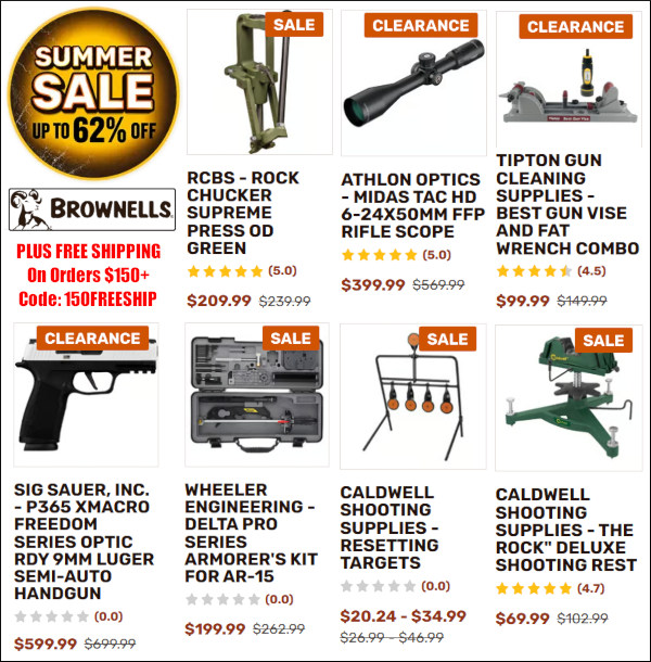 brownells summer 62% free shippiong sale