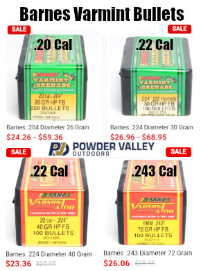 powder valley barnes varmint bullets sale
