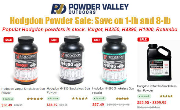 powder valley sale hodgdon powder varget H4350 H4895