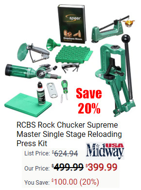 rcbs rock chucker reloading combo kit sale save 20%
