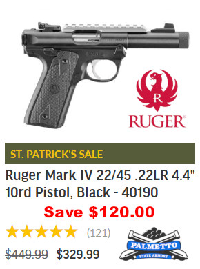 ruger mark IV .22 LR rimfire pistol 22/45 sale
