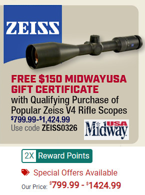 zeiss conquest v4 rifle scope midwayusa $150 credit sale