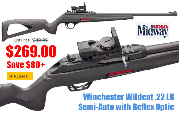 winchester wildcat reflex red dot rifle .22 LR sale rebate