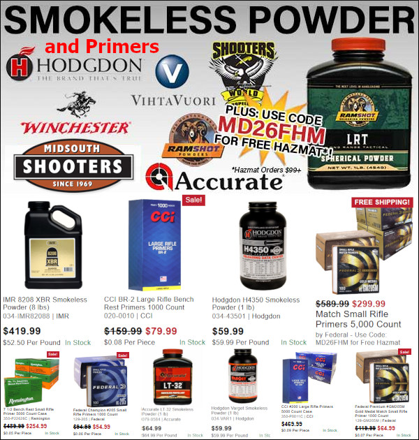 midsouth powder primers discount code free hazmat shipping