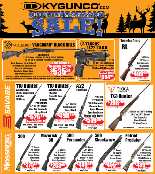 rifle hunting season sale tikka savage ruger mossberg beretta