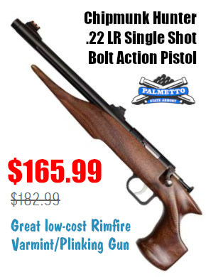 .22 LR rimfire bolt action varmint handgun pistol