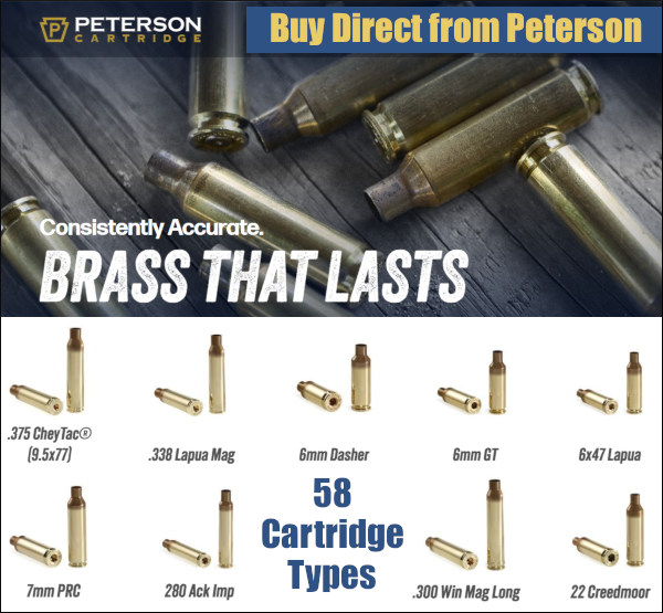 peterson cartridge brass direct purchase 6mmBR 6mmGT Dasher Creedmoor